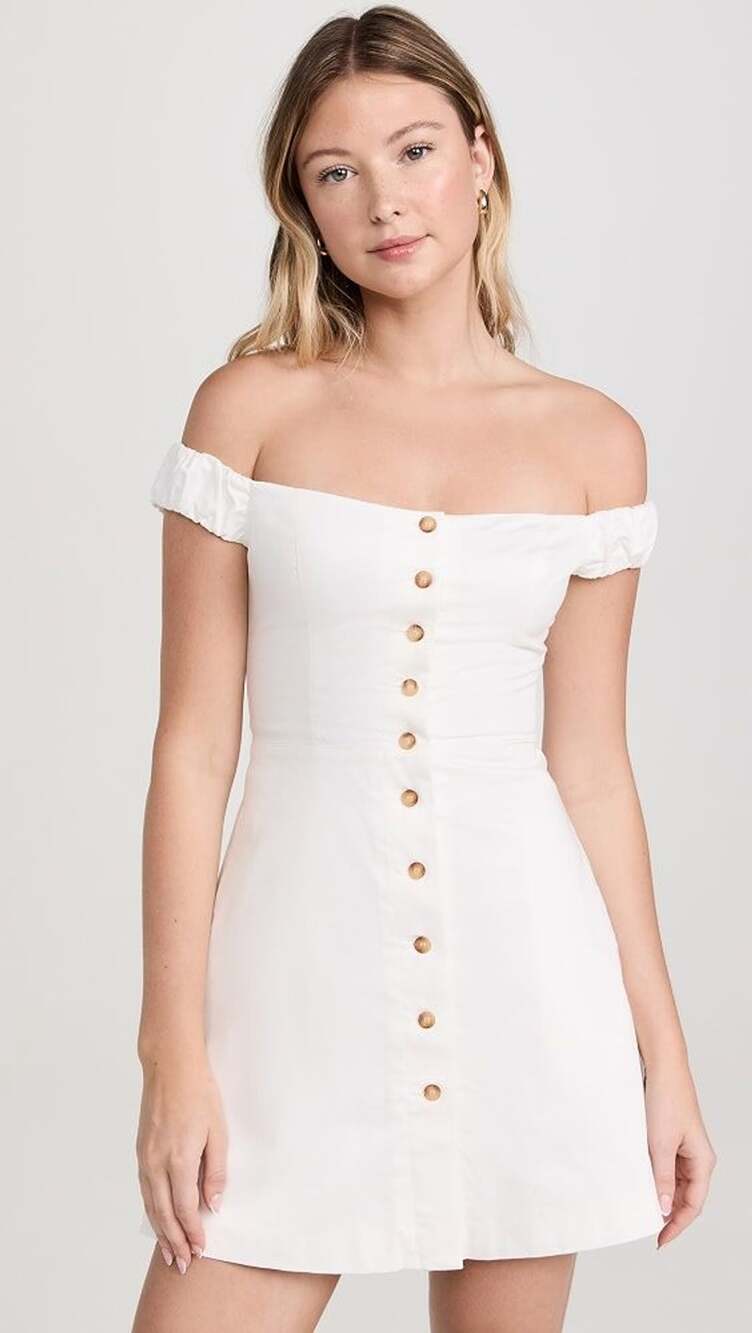 Favorite Daughter The Lovesick Mini Dress White Off-Shoulder Size 0